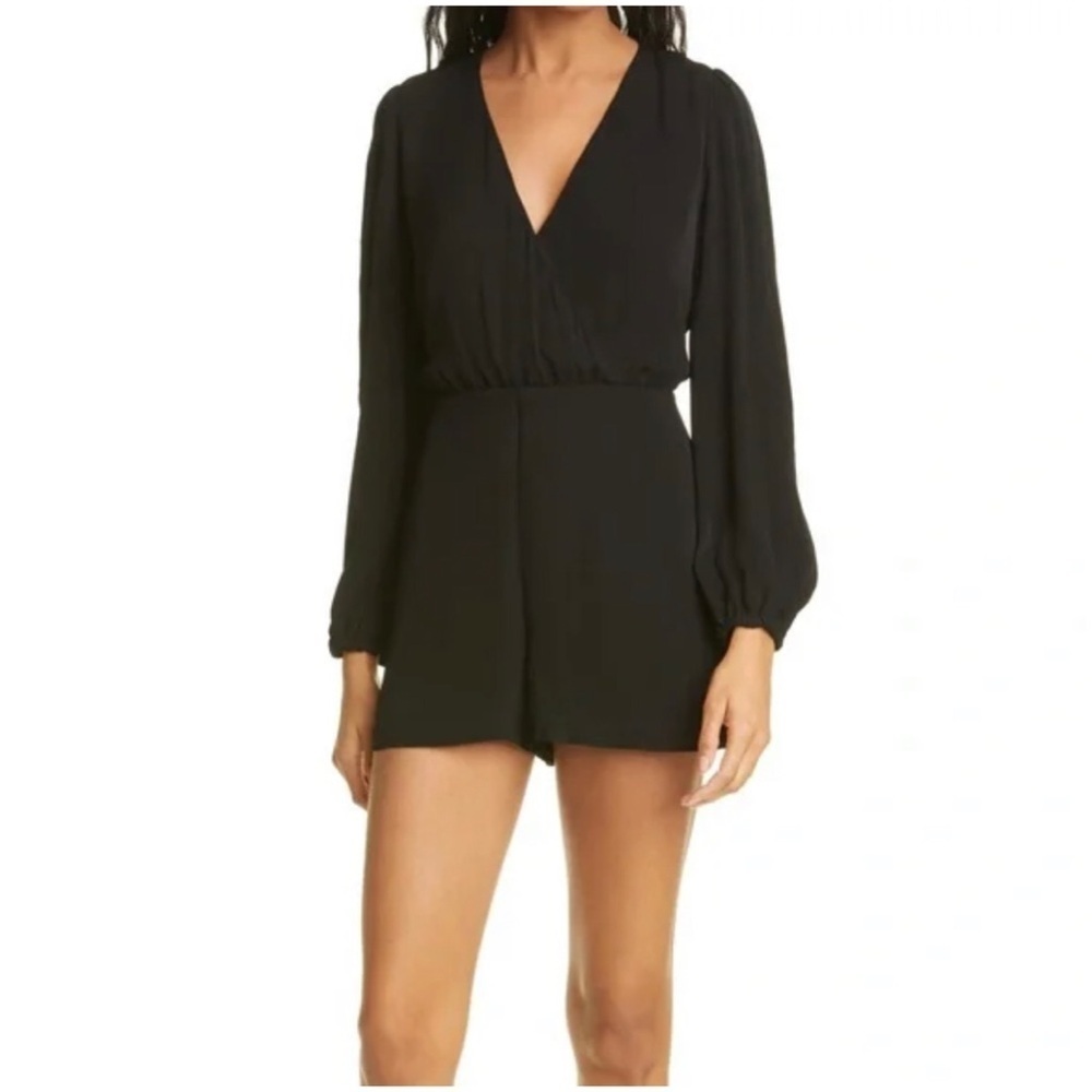 Alice + Olivia Women’s 14 Black Sinclair V-Neck Long-Sleeved Romper - NWT! - Picture 2 of 16